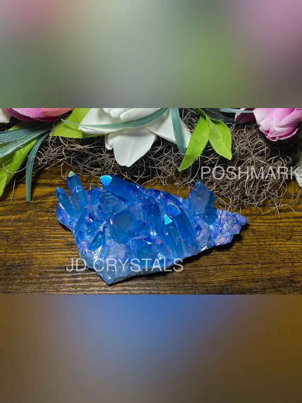 Large Aura Blue Quartz Points Cluster